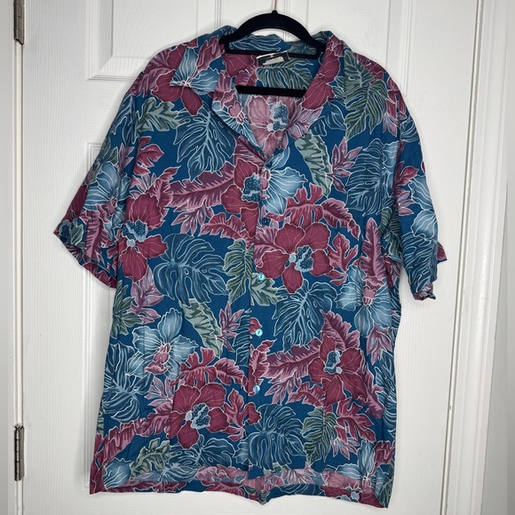 HILO HATTIE Vintage Men’s Cotton Button Down Hawaiian Floral Shirt Size XL - Picture 1 of 4